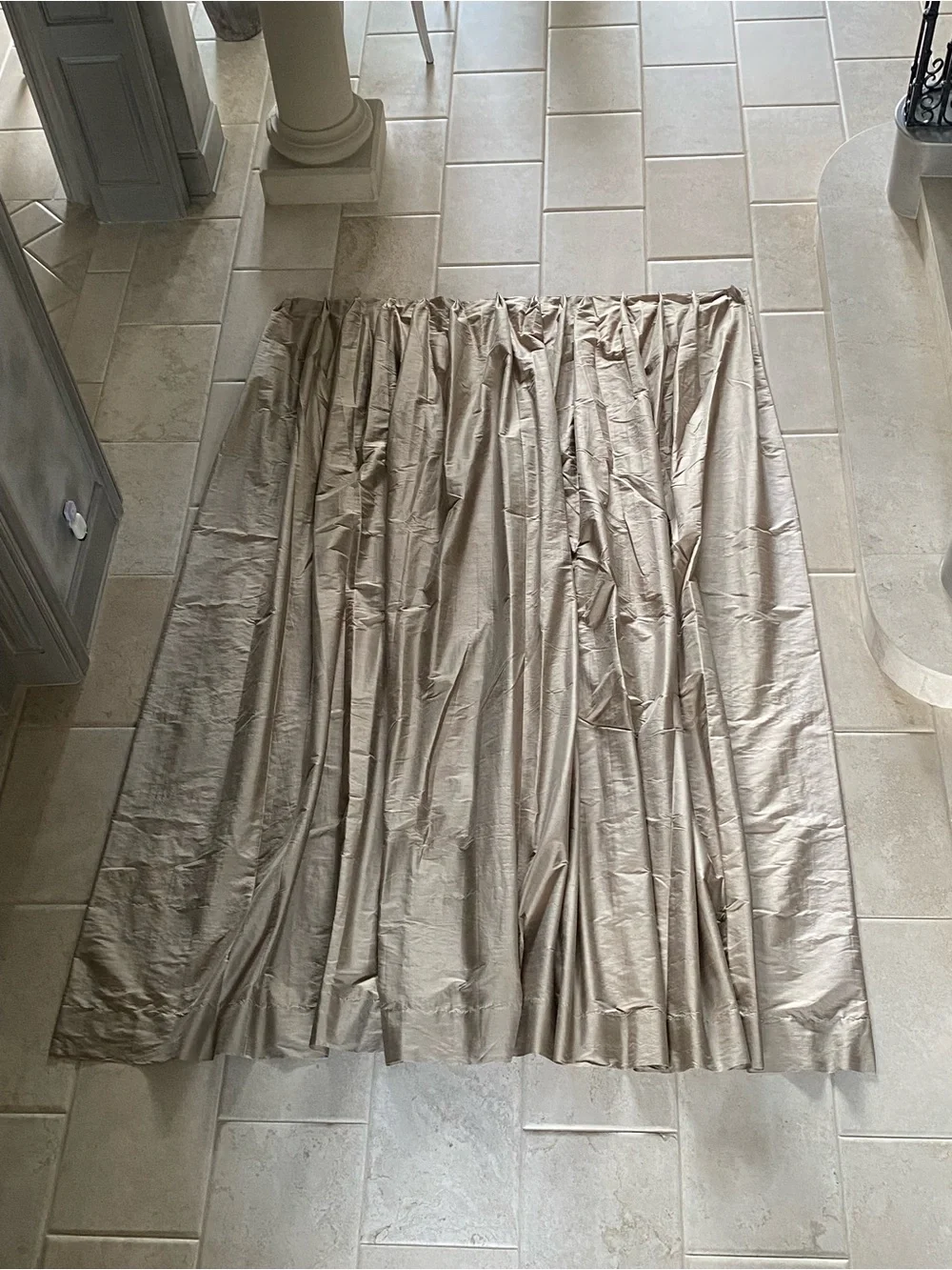 Elegant Beige Dupioni Silk Blackout Curtains  Top 47” wide 118” long